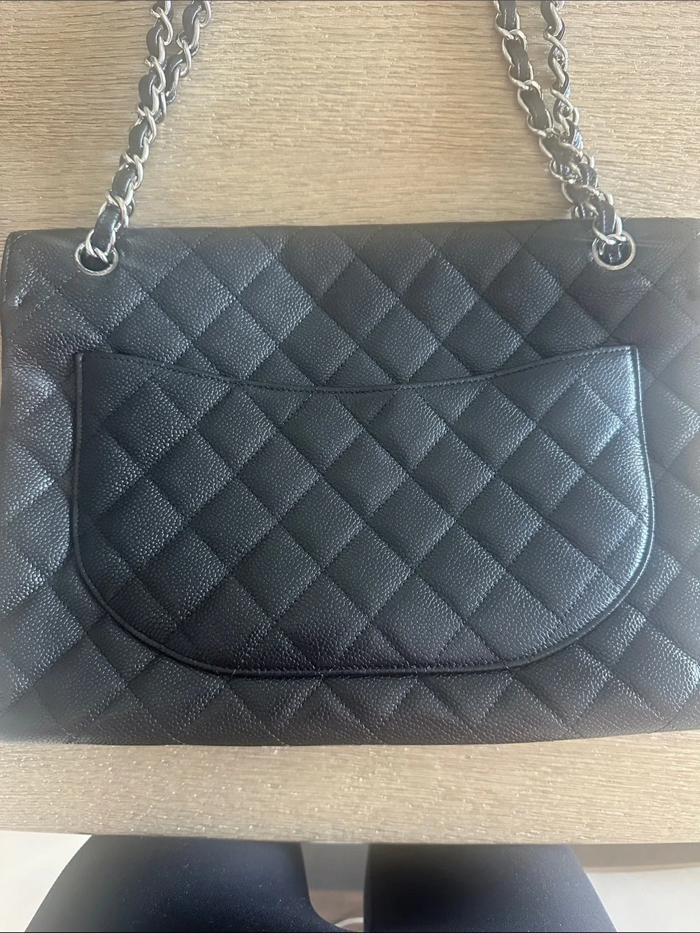 CHANEL Black Quilted Leather Shoulder Bag with Silver Chain - Picture 2 of 6
